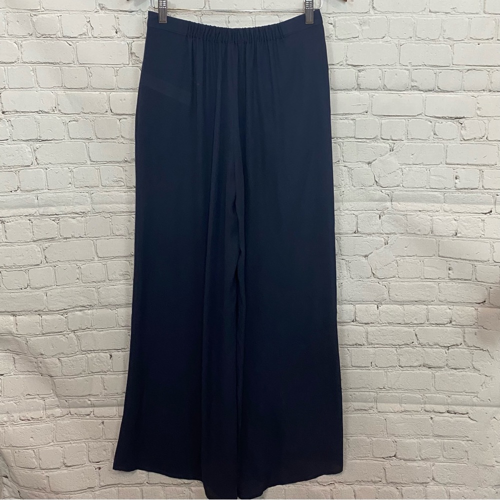 Zara Basic Navy Flowy Pants - image 2